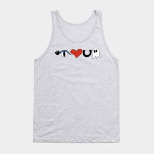 Cute Eye Love You Boo Cartoon Text Art Horizontal Tank Top